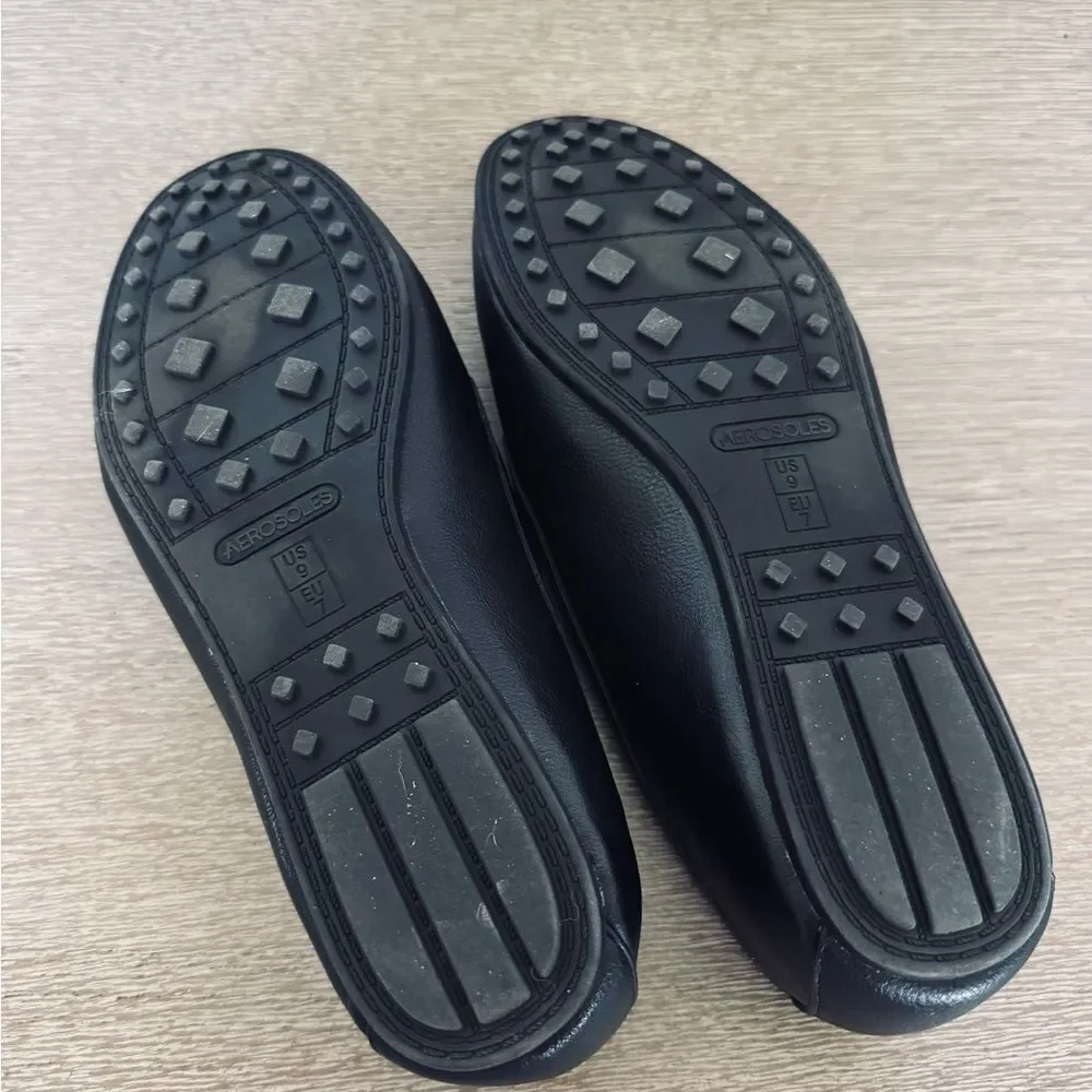 Aerosoles Deanna Black Slip-On Buckle Loafers Shoes 9